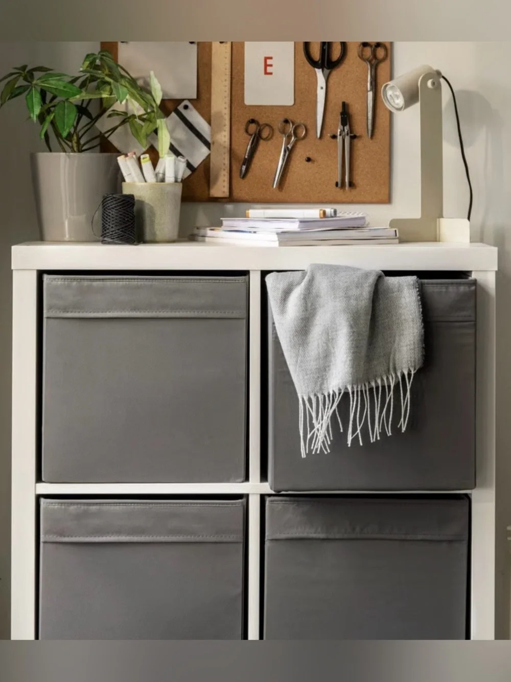 IKEA DRONA Boxes Set of 2 Gray Storage Cubes fits IKEA Kallax